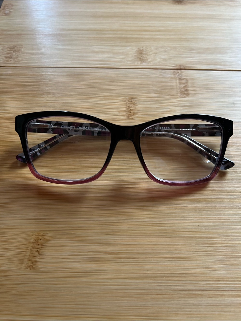 Foster Grant Design Optics +1.75 Reading Glasses Black Purple Patterned Frames